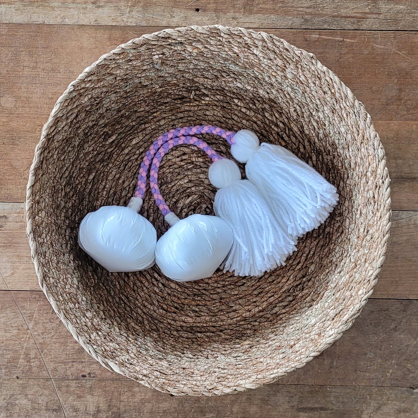 Pink & Purple - White Pom