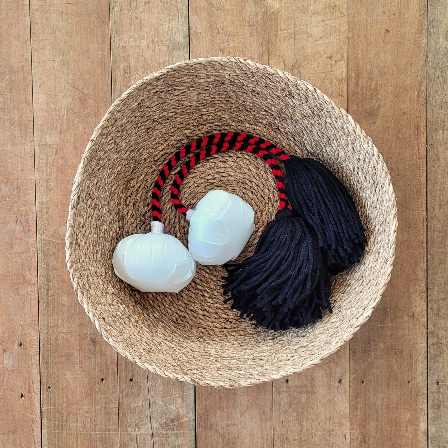 Red & Black Mix- Black Pom