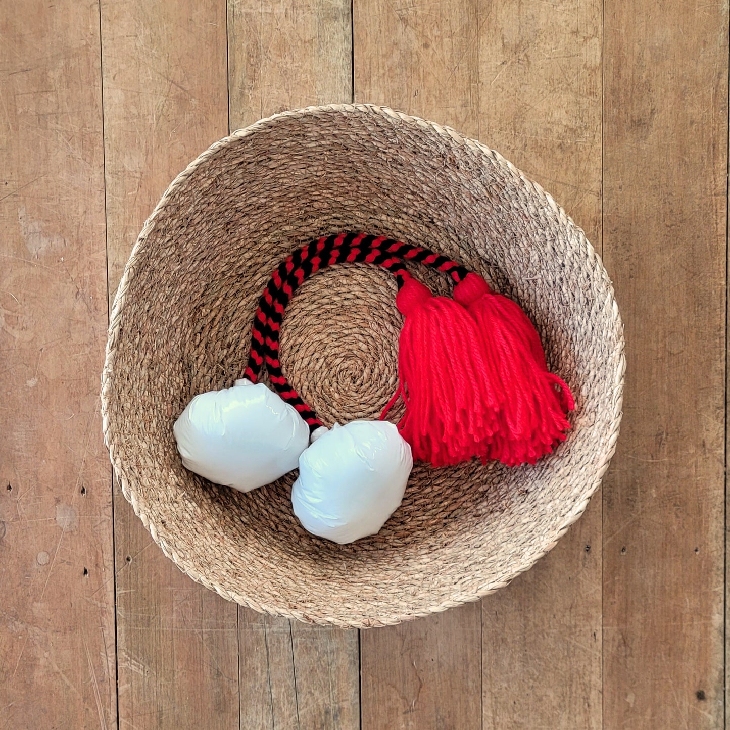 Red & Black Mix- Red Pom