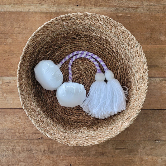 Purple mix - White Pom